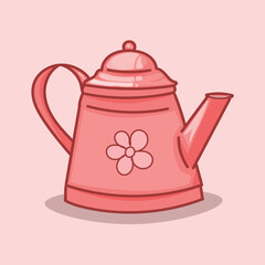 Cute pink teapot with flower