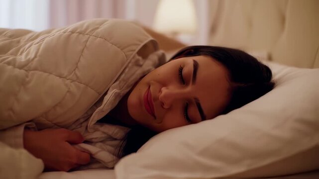 Serene Slumber - A Womans Peaceful Nights Rest in Bed.