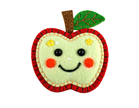 Cute Apple Character Felt Craft with Embroidered Details.