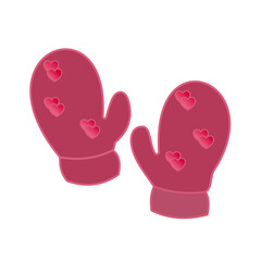 Cozy Heart Mittens: Winter Warmth Vector Illustration