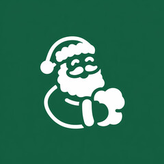 White Santa icon on a green background Festive design element for holiday greetings emphasizing simplicity and seasonal charm Symbol of holiday joy