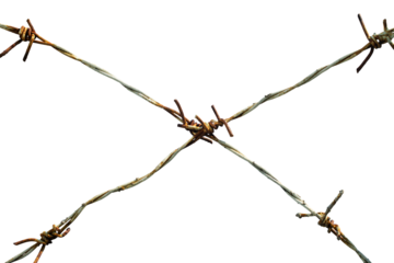 rusty barbed wire cross isolated