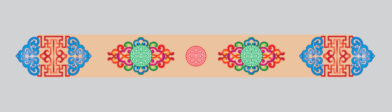 Buryad Mongolian frame ornament vector wallpaper	
