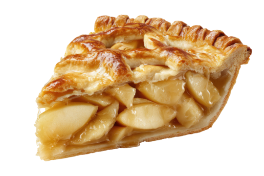 Slice of golden apple pie