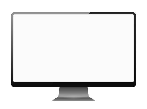 Modern computer monitor with blank white screen