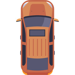 Top View Orange Car Silhouette on White Background Minimalist Geometric Design Vehicle Illustration