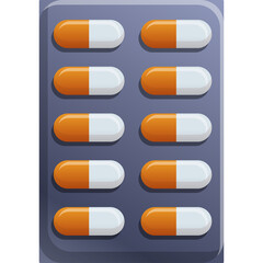 Healthcare Medicine Capsules In A Blister Pack With White And Orange Colors On A Gray Background Ideal For Medical And Pharmaceutical Concepts