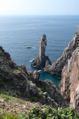 Kannon Rock Observatory, cliff walk along the southern coast of Kochi Prefecture in Summer, Shikoku, Japan