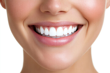 Fototapeta premium A bright smile showcases healthy teeth and confidence, conveying joy and happiness in a close-up portrait of a young woman.