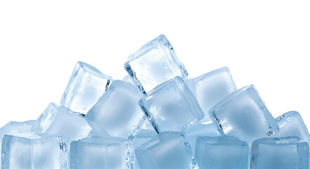 Obraz premium Refreshing pile of clear ice cubes border isolated on for beverages