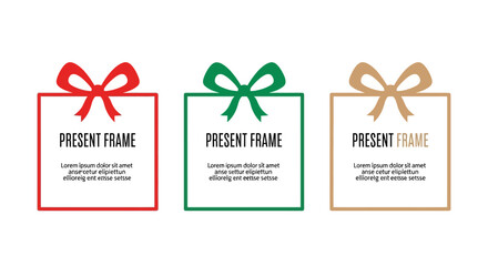 Colorful Present Frames with Bows Perfect for Holiday and Celebration Design