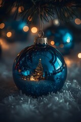 Reflective Christmas Ornament with Twinkling Tree