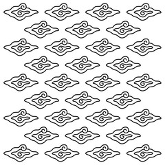 Mega mendung batik seamless pattern. Seamless pattern of traditional Indonesian batik. Traditional Indonesian cloud shaped batik motif from Cirebon.