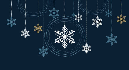Festive Snowflake Ornaments on Blue Background Illustration