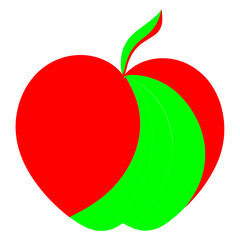 red & green apple with leaf