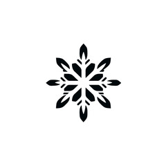 Obraz premium A symmetrical black and white snowflake design, isolated on white background.