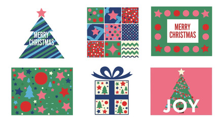 Christmas-themed design elements with festive motifs and cheerful color palettes