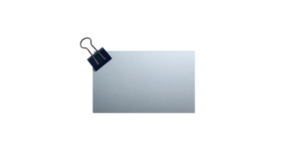 Transparent Png of a Textured Blank White Card Held by a Black Binder Clip, a Minimalist Design for Notes and Business Presentations, Clean Aesthetic