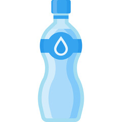 Light Blue Plastic Water Bottle With A Blue Label And White Water Drop Icon And Blue Cap Transparent Background Isolated Clean And Refreshing Beverage Container