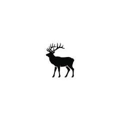 Fototapeta premium Silhouette of a majestic stag with large antlers on a white background