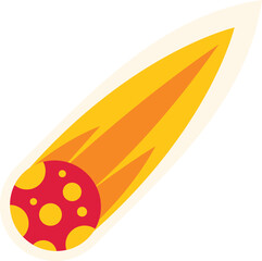 Cartoon burning meteor flying through space sticker