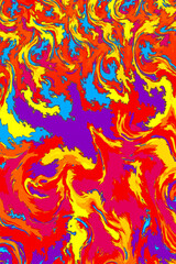 The image shows a vibrant red and colorful flames mixing