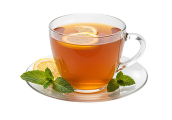 Refreshing lemon tea served with fresh mint leaves