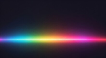 Vibrant horizontal spectrum of rainbow light flares across a dark background creating a futuristic glowing effect