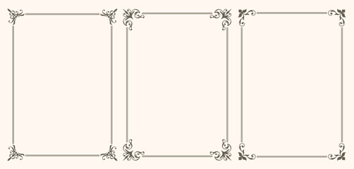A set of simple vintage style frames for greetings, invitations or menus