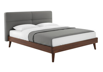 Stylish modern bed featuring a sleek wood frame