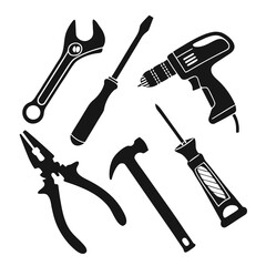 Hand tools collection for home repair and diy
