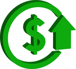 Green up and red down 3d arrow graph showing rising, descending trend, business result, profit or loss symbol symbol. Business arrow, goals concept. 3d world money symbols. Financial growth vector