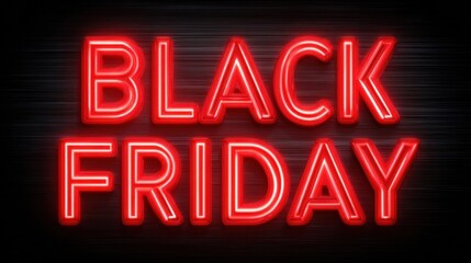 Obraz premium Black friday neon sign on a dark wooden background for promotion