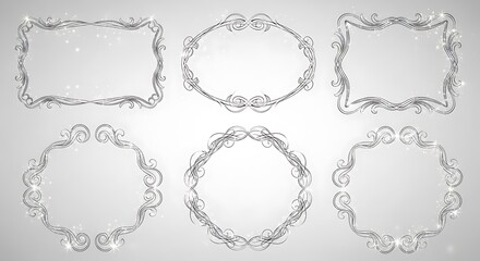 Elegant Silver Frames Collection for Invitations and Decorations.