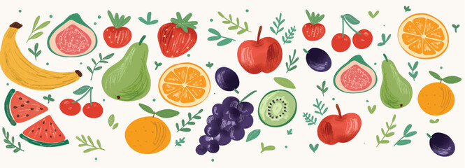 Thai Fruits Watercolor stlye Set