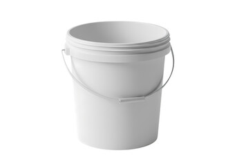 Clean white bucket container holding liquid product