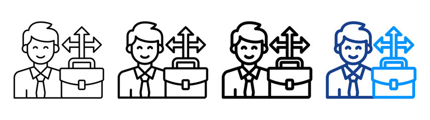 Business Direction Icon Different Style Outline Collection Set