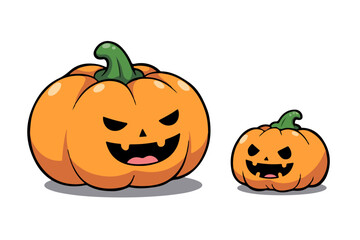 Smiling Halloween Pumpkin with Evil Face.  Halloween pumpkin isolated on white