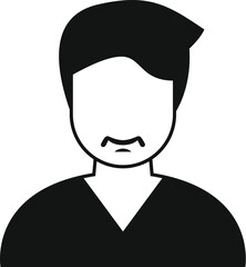 Simple avatar icon of a sad young man showing displeasure with facial expression