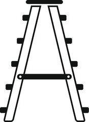 Simple black and white icon of a step ladder isolated on white background
