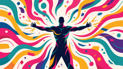 The Spirit of Modern Human Energy Illustrator Artwork Banner Background Design Template 