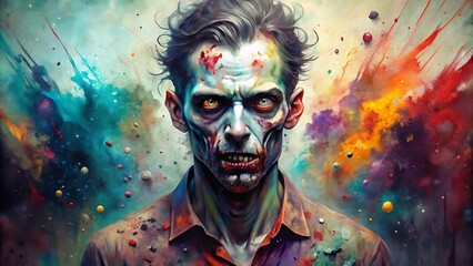 Terrifying Zombie Portrait Exploding