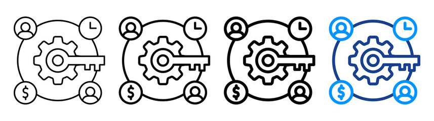 Key Resource Icon Different Style Outline Collection Set