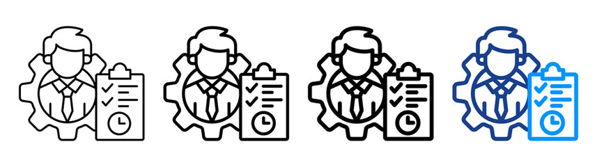 Management Plan Icon Different Style Outline Collection Set