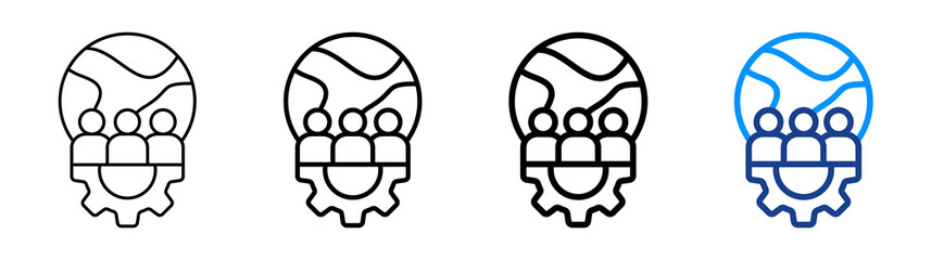 Global Workforce Icon Different Style Outline Collection Set