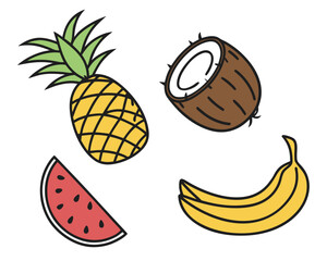 tropical fruits vector illustration isolated on white background