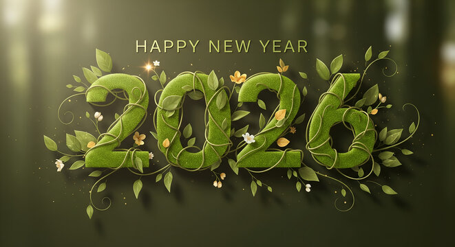 Happy New Year 2026 Nature and Growth Concept