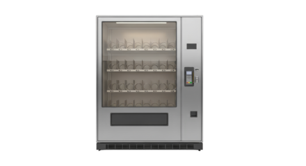 Silver Vending Machine with Digital Payment Terminal