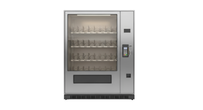 Silver Vending Machine with Digital Payment Terminal