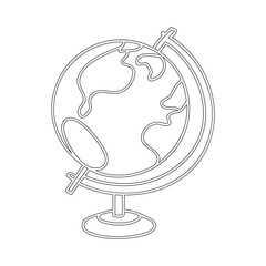 Simple outline drawing of a globe on a stand